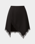 ASYMMETRICAL SATIN MINI SKIRT WITH LACE TRIM - PENKO