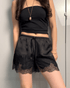 SATIN SHORTS WITH LACE TRIM - PENKO