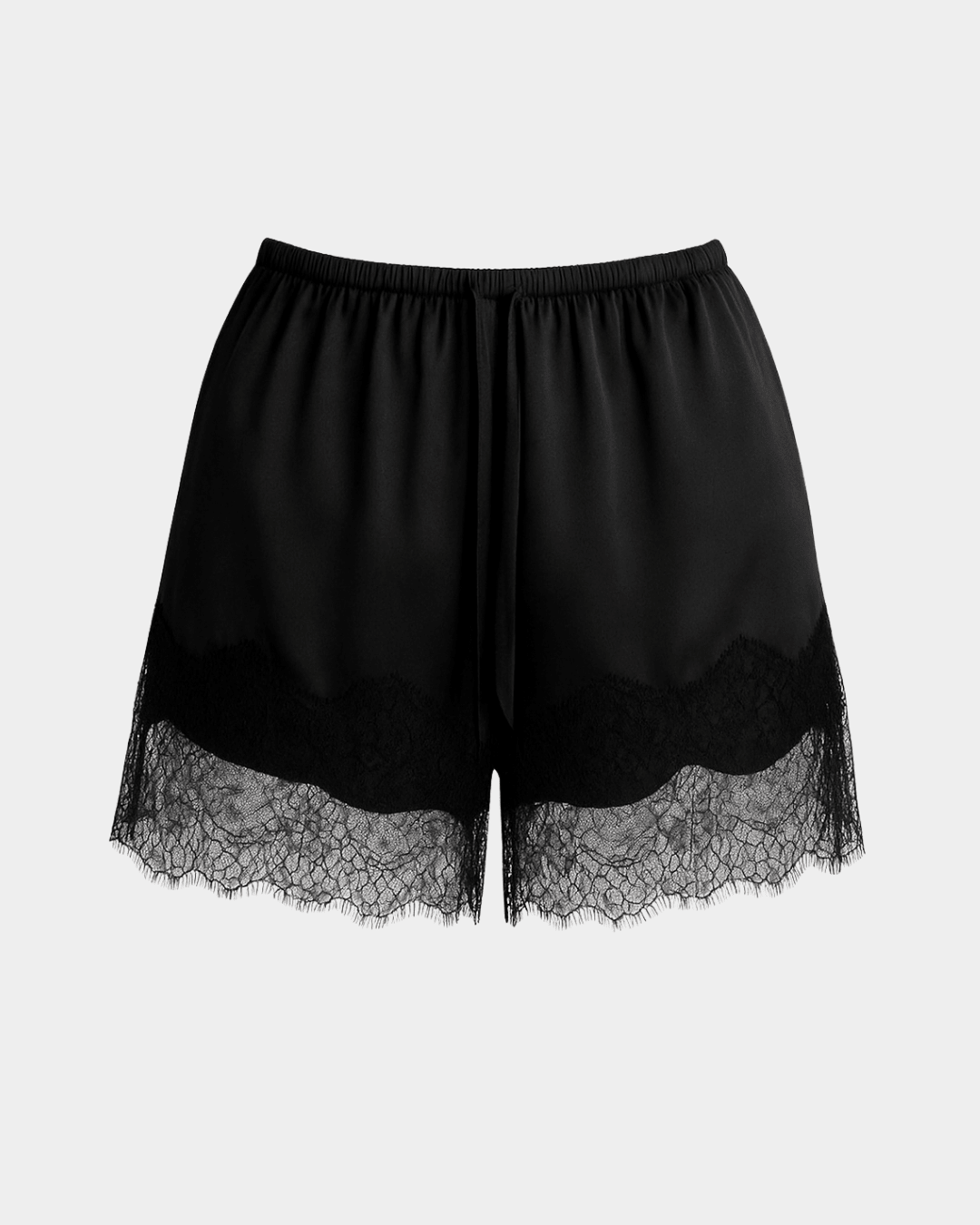 SATIN SHORTS WITH LACE TRIM - PENKO