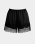 SATIN SHORTS WITH LACE TRIM - PENKO
