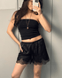 SATIN SHORTS WITH LACE TRIM - PENKO