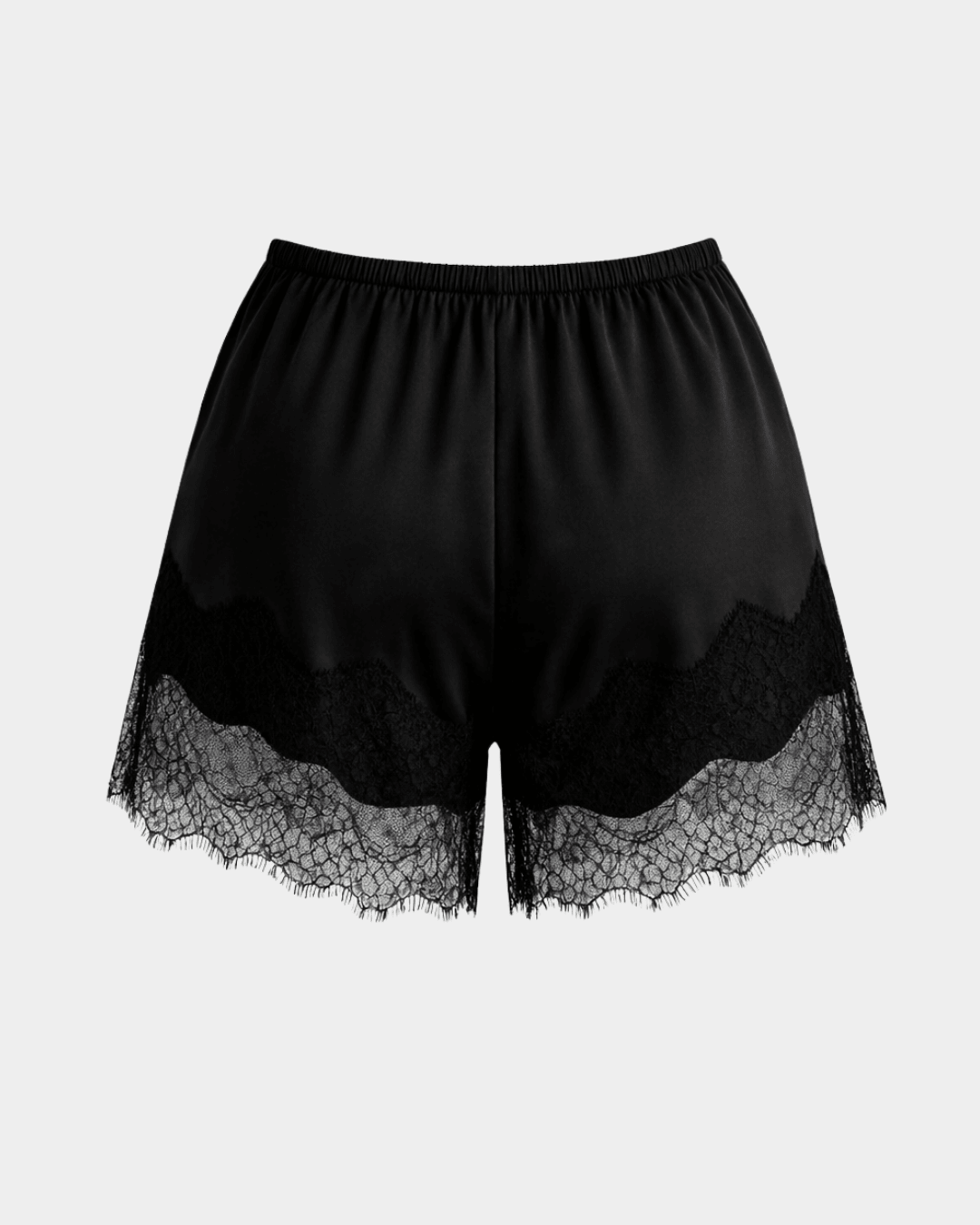 SATIN SHORTS WITH LACE TRIM - PENKO