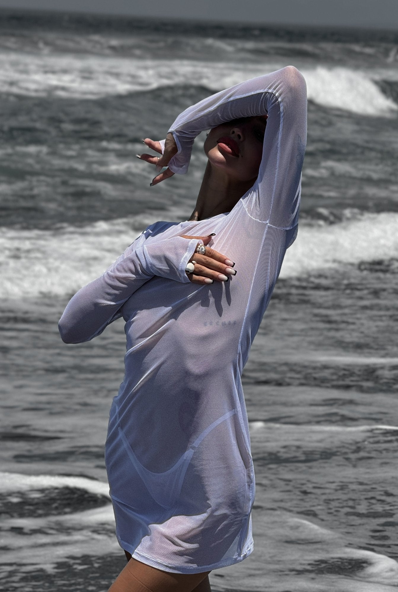 WHITE MESH DRESS – PENKO